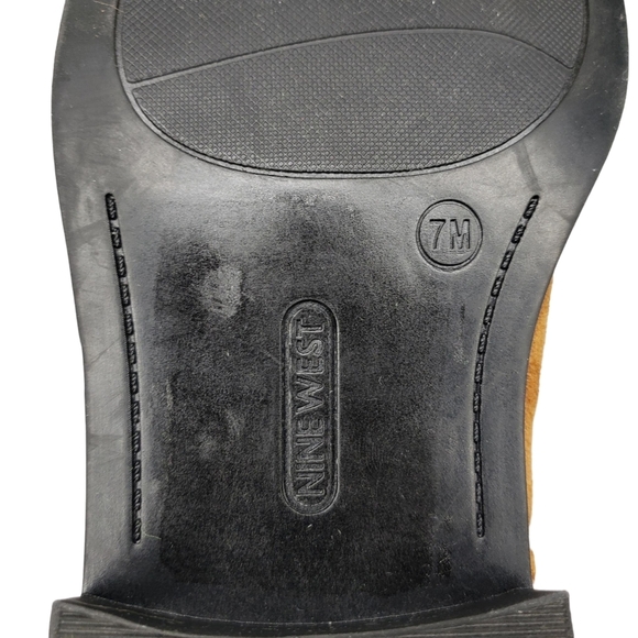 Nine West | Cognac Brown Suede Almond Toe Southwestern Ankle Booties Women's 7 - Picture 11 of 13